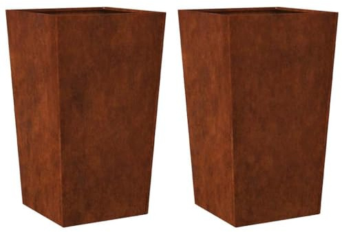 vidaXL Fioriera da Giardino e Patio 2 pz 45x45x75 cm in Acciaio Corten - Vaso Fiori da Esterni