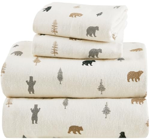 Comfort Spaces Juego de sábanas de Franela 100% algodón, ultrasuaves y acogedoras, con Bolsillo elástico de 12 Pulgadas para colchones de hasta 14 Pulgadas, Ropa de Cama de Franela cálida con