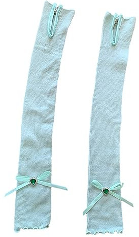 DINSOAVR Autofahrhandschuhe, fingerlose Balletcore-Handschuhe, süße lange Ärmel, Halloween-Kostüm-Zubehör, grün, Length: about 50cm