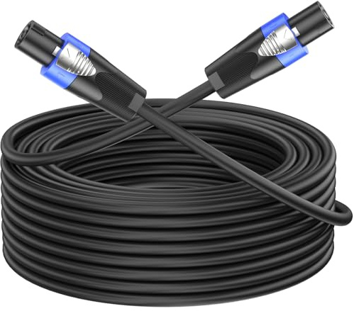 Jumwa 5M Speakon Cables for DJ/PA/Amplifier Heavy Duty Audio 15AWG 2 Wires Speaker Cables with Twist Lock, M-M