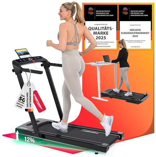 Christopeit Sport Laufband 2in1 - Walking Pad und Laufband, 20 Programme, Bluetooth Lautsprecher, Fernbedienung, Schwarz