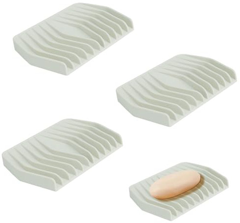 VirtuGro 3 jaboneras con desagüe, soporte antideslizante y resistente, sin taladrar, para mantener el jabón seco y limpio para cocina, ducha y lavabo (blanco)