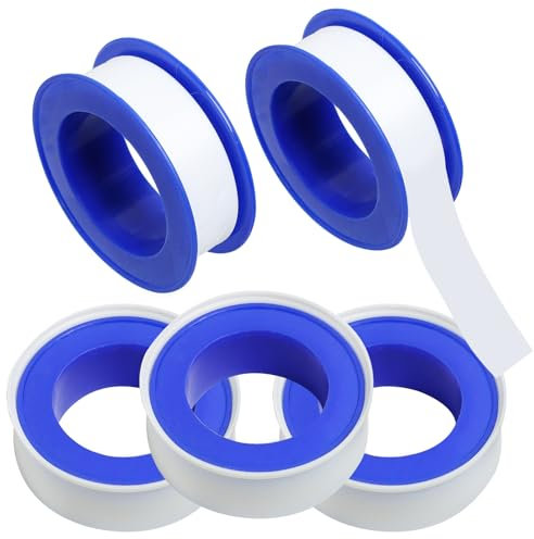 Greacesrio 5 Rotoli Nastro Teflon 10m x 12mm Nastro Filettato, Nastro Sigillante, PTFE Teflon Nastro, per Riparare Tubi, Tubi, Rubinetti, Valvole Radiatore, Bianco
