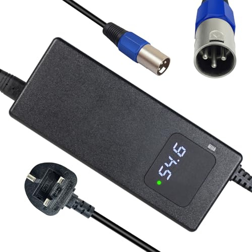 54.6V 2A battery charger, for 48V lithium battery with LED display and multi-protection repair function, equipped with 3 pin XLR connector