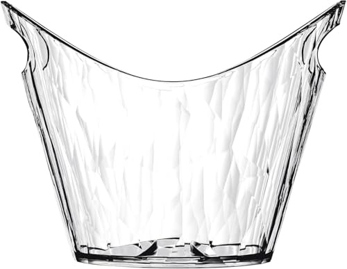 Koziol Superglas CLUB BUCKET, 6 L, seau à vin, seau à champagne, rafraîchisseur de bouteilles luxueux et incassable, en plastique transparent effet diamant, résistant aux UV et à la chaleur, 1 pièce