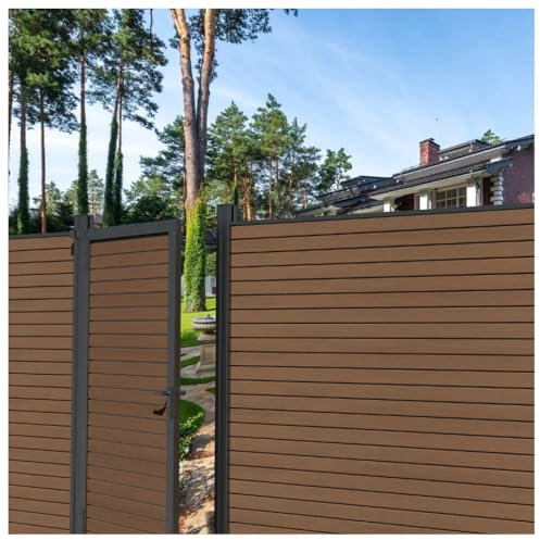 HORI Sichtschutzzaun Rhombus-Style Anbauelement Tor - WPC Windschutz - Robuster Zaun für Garten & Terrasse - Erweiterbares Sichtschutzsystem - Modernes Design I Einbetonieren Braun