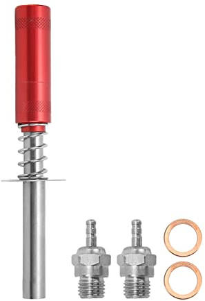 NutriEss Glow Plug Igniter RC Starter Kit Compact Lightweight Engine Igniter for RC Oil Powered Car Ship Methanol Engine Aluminum Alloy Material with N3 Glow Plug and Washers (Rojo)