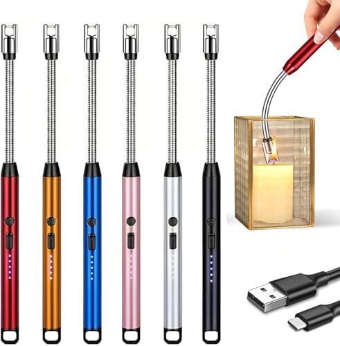 OBD Candle Lighter Windproof 360° Flexible Neck LED Battery Display Rechargeable Electric Lighter for Candles Kitchen BBQ Fireworks & Outdoor Use (Assorted Colours) (1)