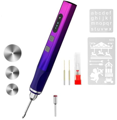 Fegtrtyoa Gravierstift 3-Gang & Rotierender Kabelloser Gravierer mit 37 Bits zum Gravieren Von Schmuck