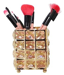Veemoon Crystal Makeup Brush Holder Eleganter Goldener Organizer Für Kosmetik Und Stifte Für Schreibtisch Und Schminktisch Perfektes Für Makeup-