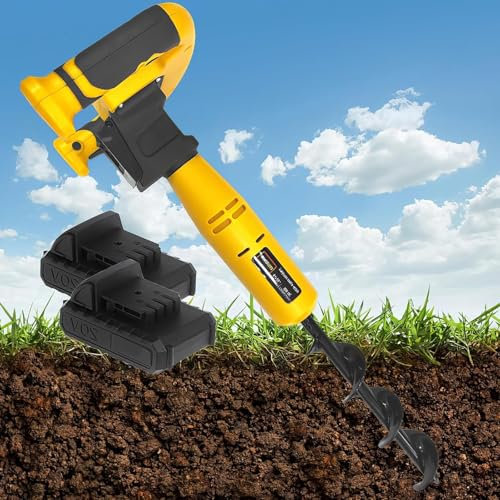 Cordless Post Hole Digger, Electric Hole Digging Machine with 30x8cm Spiral Auger Drill Bit for Gardening and Hole Digging