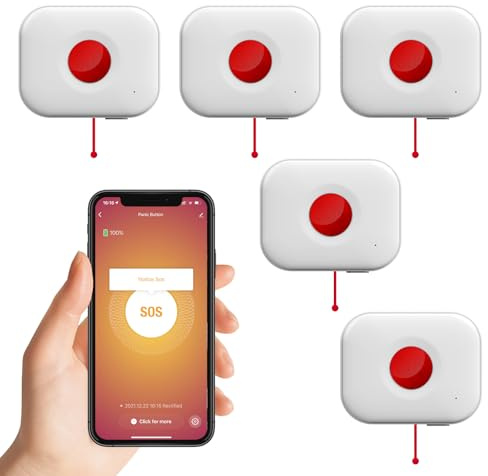 Wolf Guard TUYA Pulsante di emergenza SOS WiFi con cavo di trazione, per amico anziano disabile bambino, sistema di allarme sanitario Smartlife APP promemoria remoto (Stile coulisse, set di 5)
