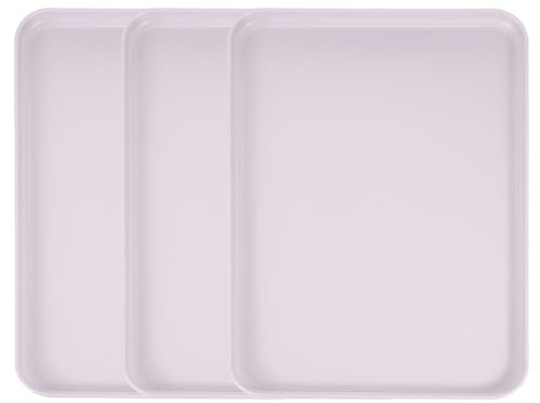 sourcing map Lot de 3 plateaux de service rectangulaires en plastique, 38,1 x 27,6 cm, pour cuisine, restaurant, café, fruits, hamburger, dessert, violet clair