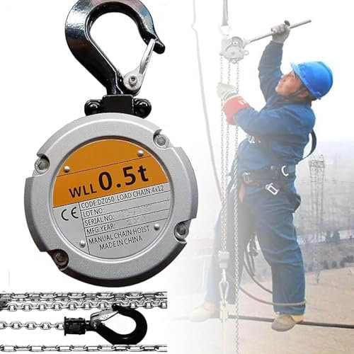 oiakus Paranco a Catena Manuale in Lega di Alluminio, Singolo Paranco a Catena di 250Kg/500Kg 3M, Attrezzatura di Sollevamento Che Tira, Ganci Resistenti, per Costruzione, Macchinario Automatico