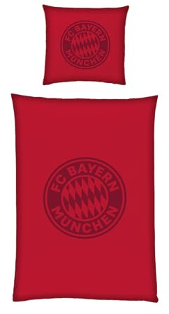 FC Bayern München I Juego de ropa de cama de satén, burdeos, 135 x 200 cm