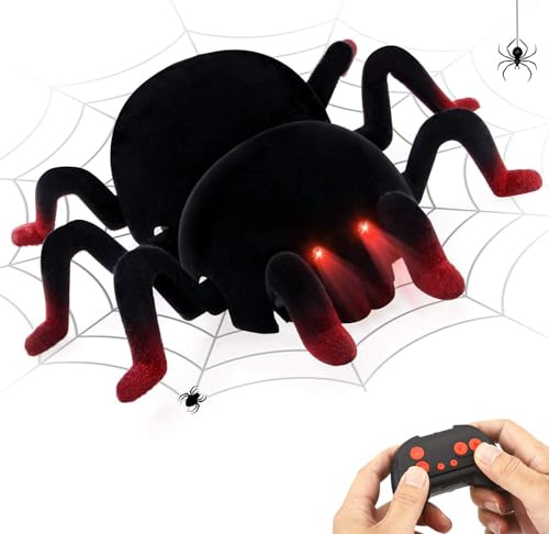 L'Araignée RC Télécommandée Grimpe aux Murs & Plafonds Rechargeable | Yeux LED Jouet Robot Araignée pour Enfants dès 3 Ans Cadeau Effrayant pour Garçons & Filles à Halloween Noir et Vert
