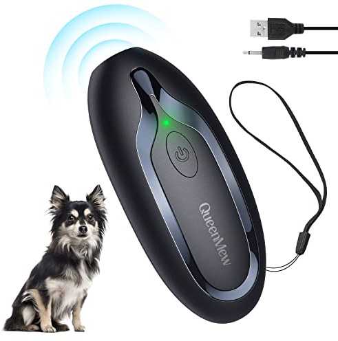 Queenmew Anti Bell Gerät Hunde, Antibell Ultraschall Gerät mit Variabler Frequenz, Effektiv Lange Reichweite Gegen Bellen Hunde den Innen- und Außenbereich