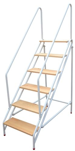 Step Stool Swimming Pool Staircase stool Ladder with Armrest Dual-purpose Stair Chair Climb High Platform for Library Attic Office Home Short ladder(Six Step)