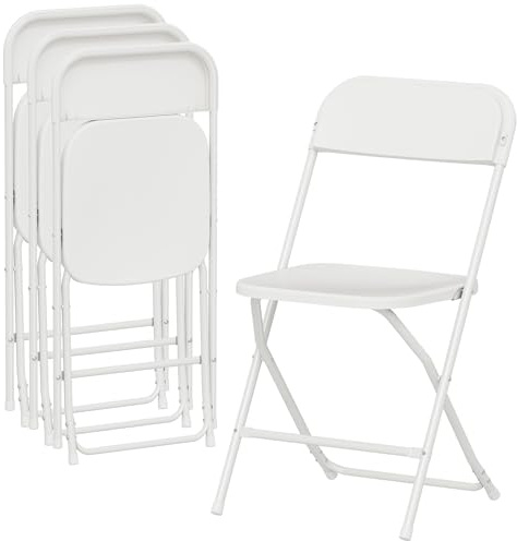 HOMCOM Juego de 4 sillas plegables de polipropileno con orificios de drenaje, sillas plegables para ahorrar espacio, portátiles, de acero, sillas plegables de interior para casa, oficina, cocina