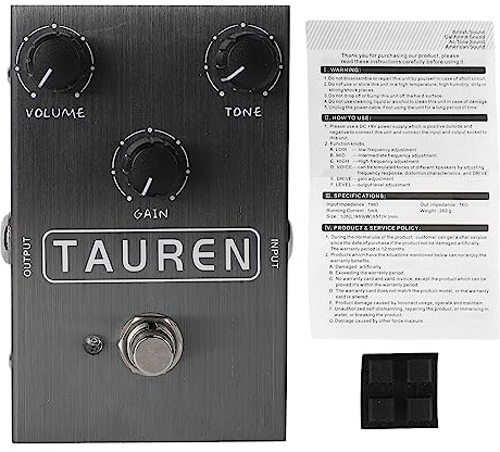 Glomora Vintage-Effektpedal für E-Gitarre, integriertes Stimmgerät, Verzerrung, Overdrive, Aluminiumlegierung, kompaktes Design (AN 36 Grey)