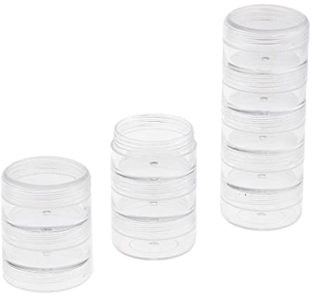 YWMJZEU 2 Set di Contenitori Impilabili con Coperchio a Vite, Scatole per Smistamento, Contenitori Trasparenti per Perline, Scatole per Gioielli con Coperchio, 95x36mm