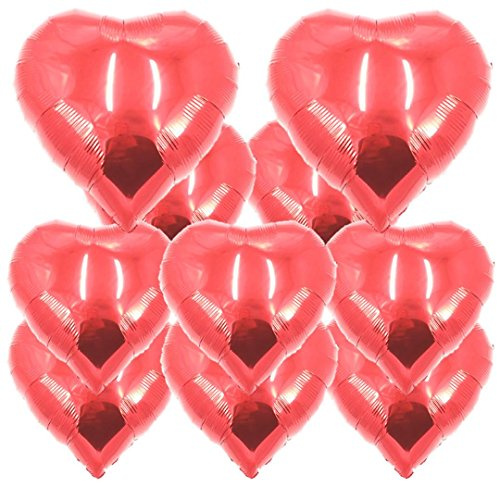 ballonfritz® Herzballons Set in rot mit 8x 18 und 2x 24 10-tlg. - XXL Folienballon-Set als Hochzeit Deko, Geschenk oder Liebes-Überraschung zum Valentinstag