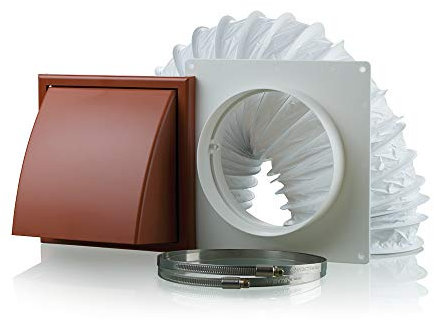 Tumble Dryer Cooker Hood Extractor Fan Wall Duct Kit with Cowled External Shutter Vent 100mm 4 (Brown) (100 mm, Cotswold Stone)