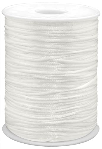 YEQIN 2mm x 100 Yards Quality Rattail Nylon Satin Cord Roll, Kumihimo Rattail, Chinese Knot (White)