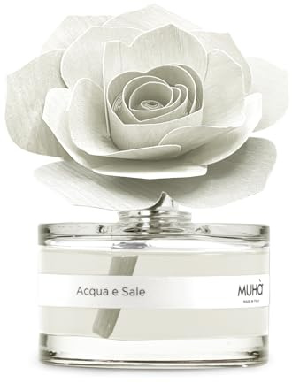 MUHA' | Profumatore Rosa Diffuser, Acqua e Sale, 50 ml | Profumatore per AmbientiDiffusore Ambiente con Rosa in Legno di Betulla