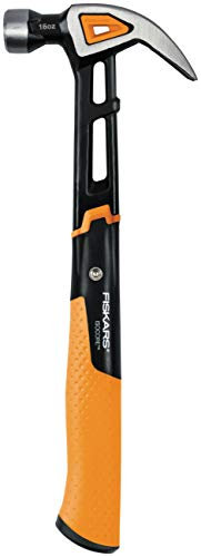 Fiskars snickarhammare IsoCore M med böjd klo, Längd: 34 cm, Vikt: 884 g, Svart/Orange, 1027202