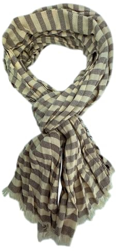 Rotfuchs Baumwollschal Damenschal Sommerschal Herrenschal Knitterlook braun beige 200 x 30 cm Made in Germany R607