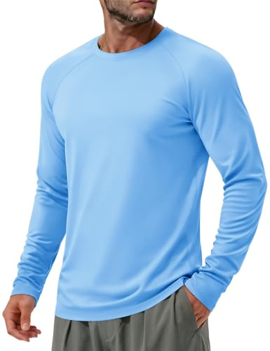 MAGCOMSEN Men's Sun UV Protection Shirt UPF 50+ Long Sleeve Top, Blue, L