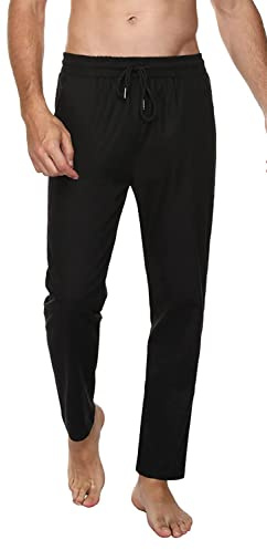 Jogginghose Herren Baumwolle Lange Hosen für Männer Trainingshosen Sporthose Sweathose Jogginghose Jogger Sweatpants Freizeithose Fitnessstudio Laufhosen Sommer und Winter (Schwarz, L)