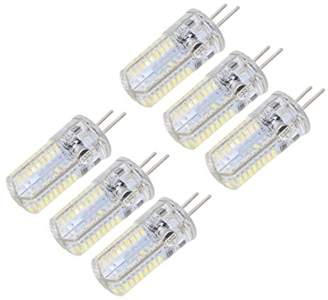 Qcwwy 6 Uds GY6.35 Bombillas LED, Cálido 2700 a 3000K 6000 a 6500K Bombilla LED 5W Equivalente a 50W Iluminación de Paisaje Luces de Armario para el Hogar (Blanco puro)