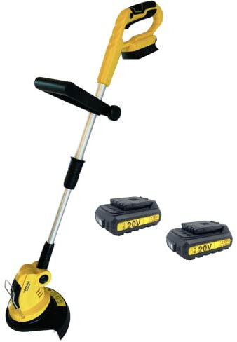 Nemura Coupe Bordure sans Fil 20V - Tête Inclinable en 4 Positions - Poignée Soft Grip -23cm de Diamètre de Coupe - 8000 Tours par Minute - 2 Batteries 2Ah - Marque Française
