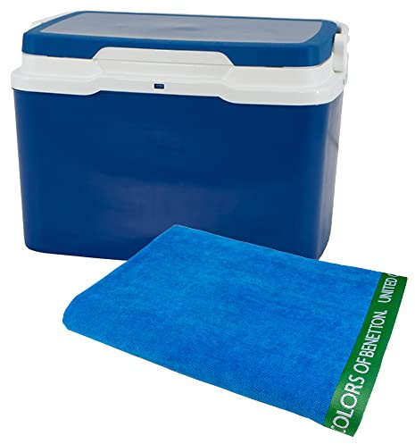 Neveras de Distintas capacidades Azul, con Toalla a Juego, 100% algodón, Lisa o a Rayas