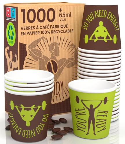 Eurocali 1000 Bicchierini in Carta per Caffè 65ml ReadyCUP - Bicchieri Ecologici e Biodegradabili Monouso Piccoli da Asporto per Bevande Calde