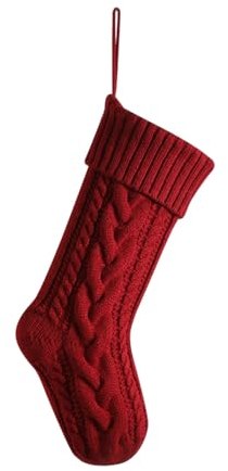 Hixingo Weihnachtsstrumpf Personalisiert, 46cm Große Klassische Gestrickt Bestickte Nikolausstrumpf, Weihnachtssocken zum Aufhängen und Befüllen Kamin Weihnachtsbaum Deko (1 Paar rot)