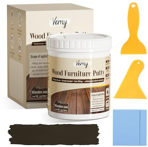 Verny Wood Filler,Wood Putty - for Repairing Wood Scratches,Water Resistant,Carrying Tool Easy to Use & Quick Drying,Wood Filler Stainable That Solves Repair Problems,9.8oz (Black Walnut)