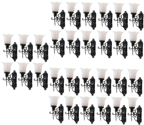 Mikikit 30 Stk Puppenhaus Wandleuchte Mini-Puppenhausmöbel Puppenhausbeleuchtung Schreibtischlampen Mini-Lichter Miniaturfiguren zum Basteln Jahrgang Laternenmast Szenenbeleuchtung