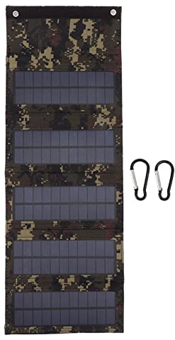 50W Tragbares Faltbares Solarpanel, 18V Outdoor Solarladegerät mit 5 Faltbaren Solarpanel Hüllen, Kompatibel mit Smartphones und Laptops(Tarnung)