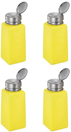 QUARKZMAN 4 st 250 ml (8,5 oz) tryckalkoholdispenser, vätskepress, tomma flaskor, återanvändbar behållare för aceton, rengöring, nagellacksremover, gul