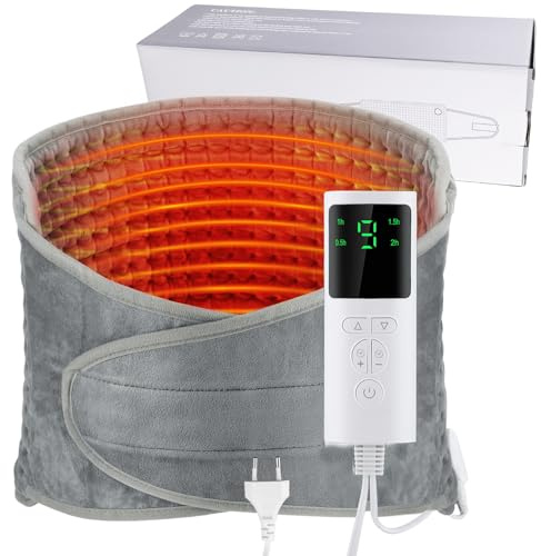 Cojín térmico eléctrico para aliviar el dolor, cojín térmico con 9 niveles de temperatura y 4 ajustes de tiempo, calentamiento rápido para espalda, lumbar, abdomen, regalo para el día de la madre