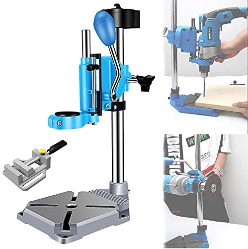 Drill Press Stand for Hand Drill, Heavy Duty Drill Press Stand with Vise, Adjustable Press Workbench Wood Drilling Machine for Small Repair Jobs (A+Vise)