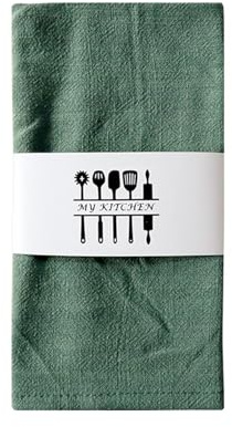 Heavyoff Stoffservietten, Wiederverwendbare 6er Set Baumwoll-Leinen Abwaschbare Servietten Tischdekoration für Hochzeit Geburtstag Party Küche Cafe Restaurant, Grün, 40x40cm