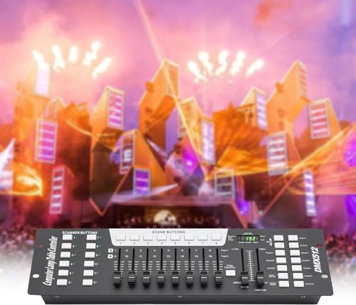 DMX Controller 192 Kanäle DMX512 Lichtmischpult Lichtsteuerung mit 240 Szenen Lichteffekt Steuerpult für Party, DJ, Disco, Moving Head & Bühnenbeleuchtung