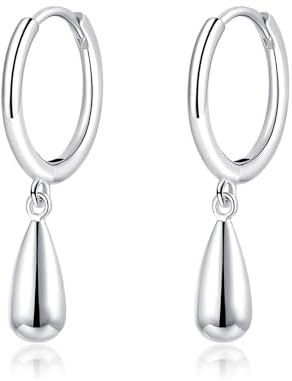 Loutade Ohrringe Silber 925 für Damen Mädchen, 925 Sterling Silber Creolen | Creolen Silber 925 mit Wassertropfen / Kreuz / Rechteck Anhänger, Hypoallergen CZ Leichte Ohrringe Silber Hängend