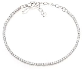 Louis Ciocchetti Since 1887 Rainbow Tennis Pulsera en plata de ley 925 con circonita cúbica 5A de 3 mm y cadena de plata chapada en oro, ajustable, elegante joyería para mujer