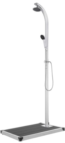 WKIEQACO Home & Garden Mobili - Doccia da giardino con base grigia in alluminio, 220 cm
