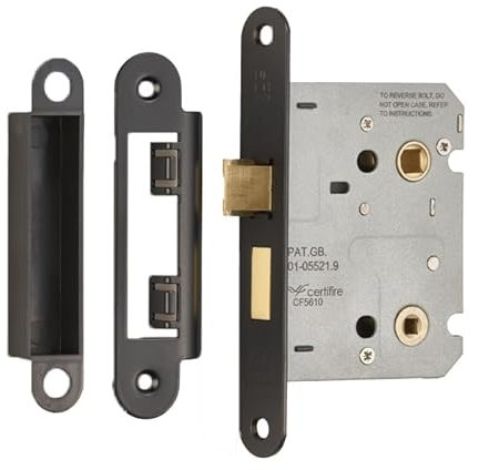 Kooples Hardware Easi-T Residential Bathroom Lock Range – Mortice Bathroom Door Lock Case for Thumbturn and Release (Matt Black, 76mm)